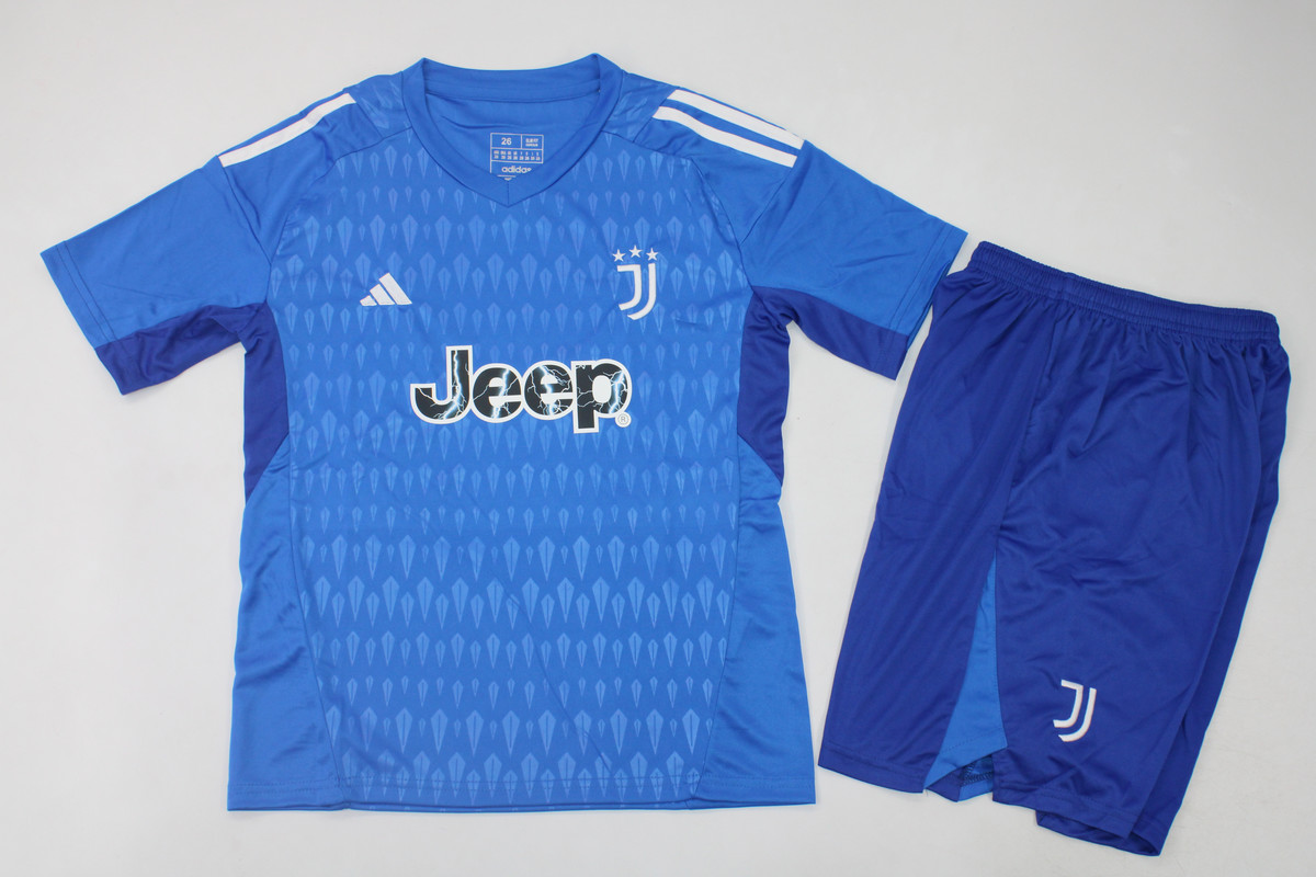 Kids-Juventus 23/24 GK Blue Soccer Jersey